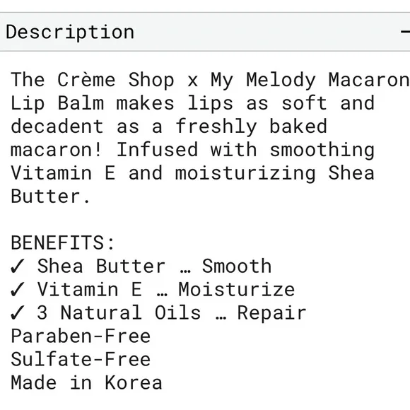 NWT Crème macaron lip balm. Crème shop x My Melody. Strawberry-banana. - Picture 7 of 10